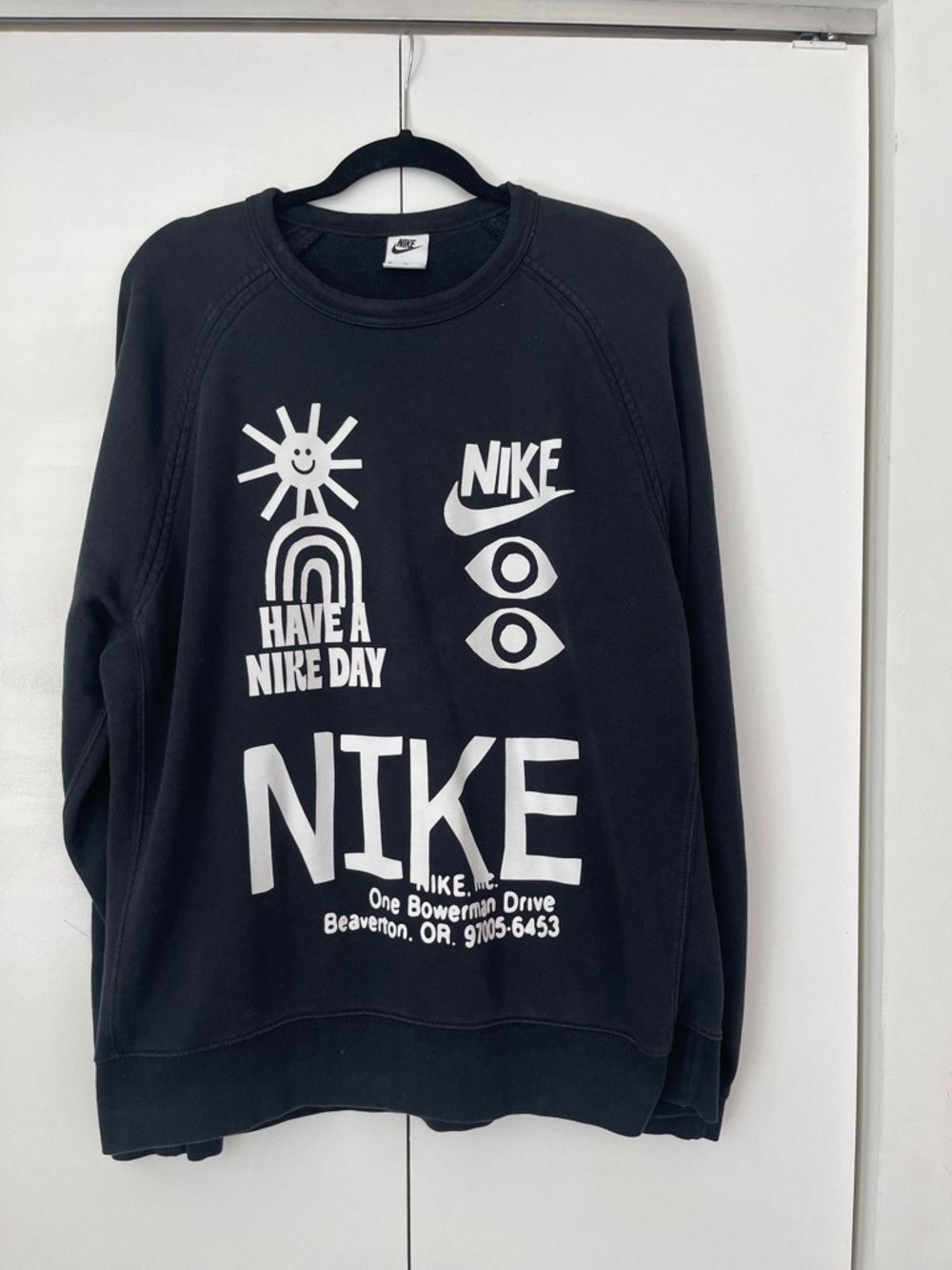 Nike Black Crewneck Sweatshirt with White Graphic Logos